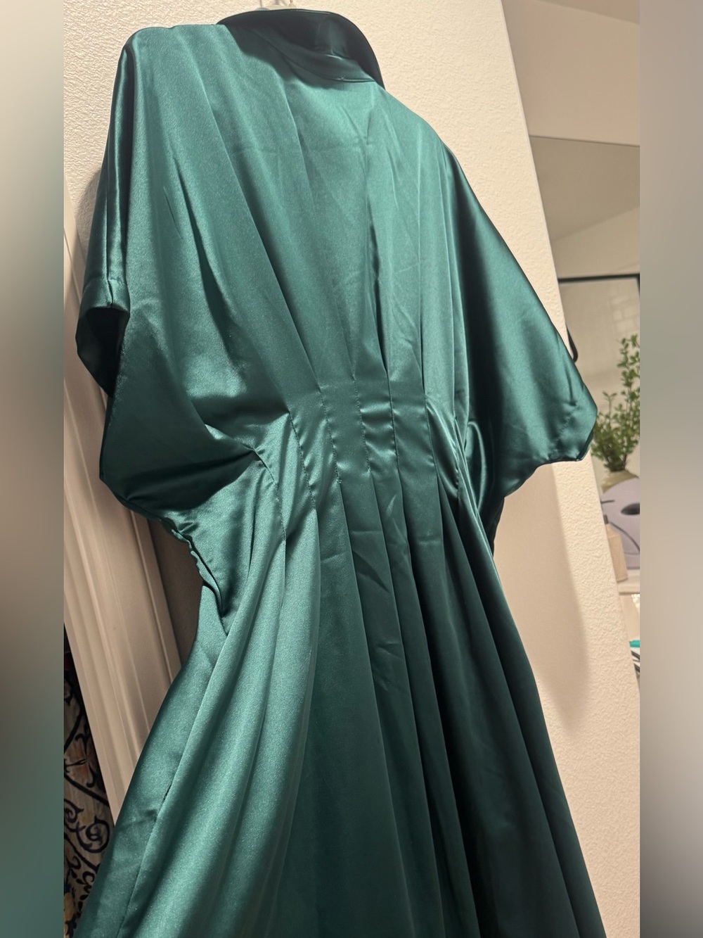 Anthropologie plus size Exquise Satin Dress in Teal - Picture 3 of 4